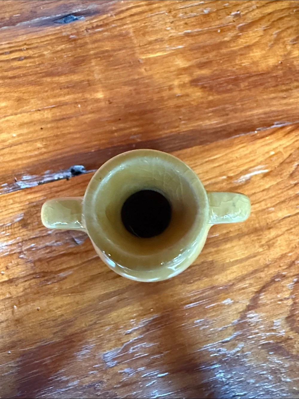 Yellow Crackled Ceramic Double-Handled Bud Vase